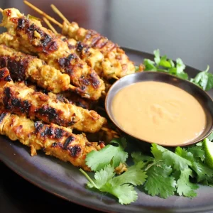 Six Satay Of Chicken, Beef Or Pork
